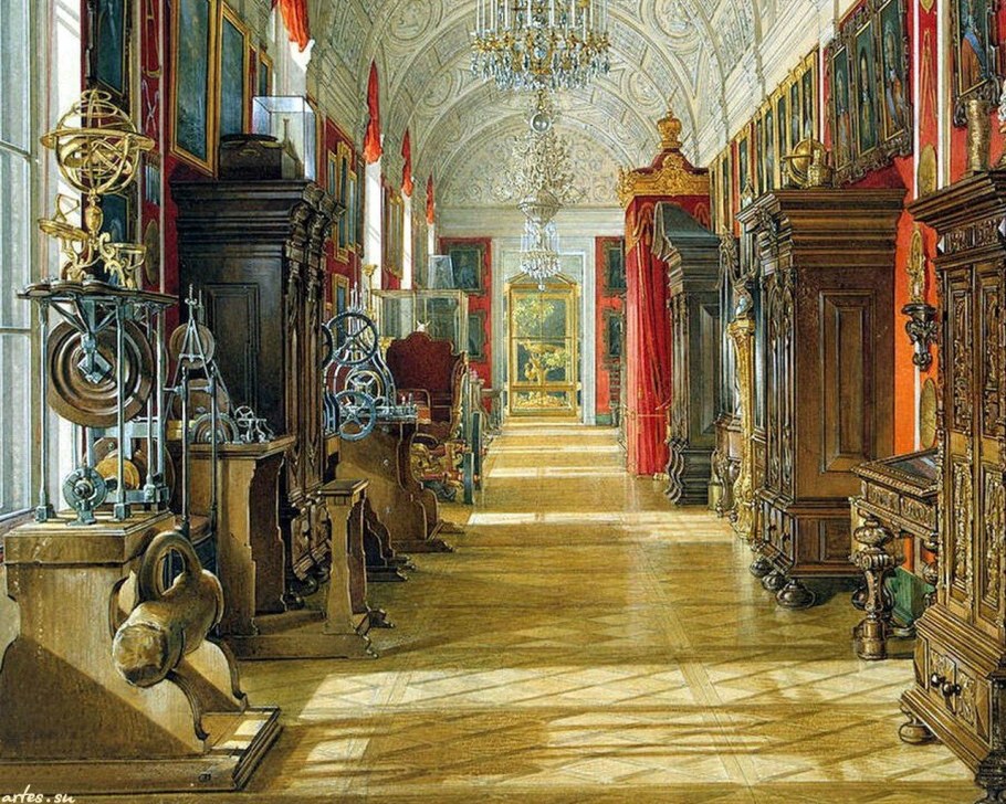 Эдуард ГАУ. «Интерьеры малого Эрмитажа. Зимний сад». 1865.