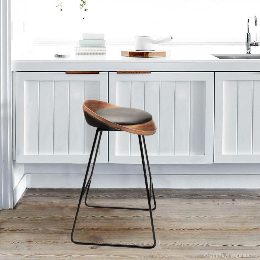 Стул барный "Roe" черный, орех