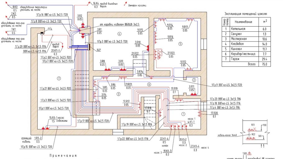 Схема электроснабжения двухэтажного коттеджа