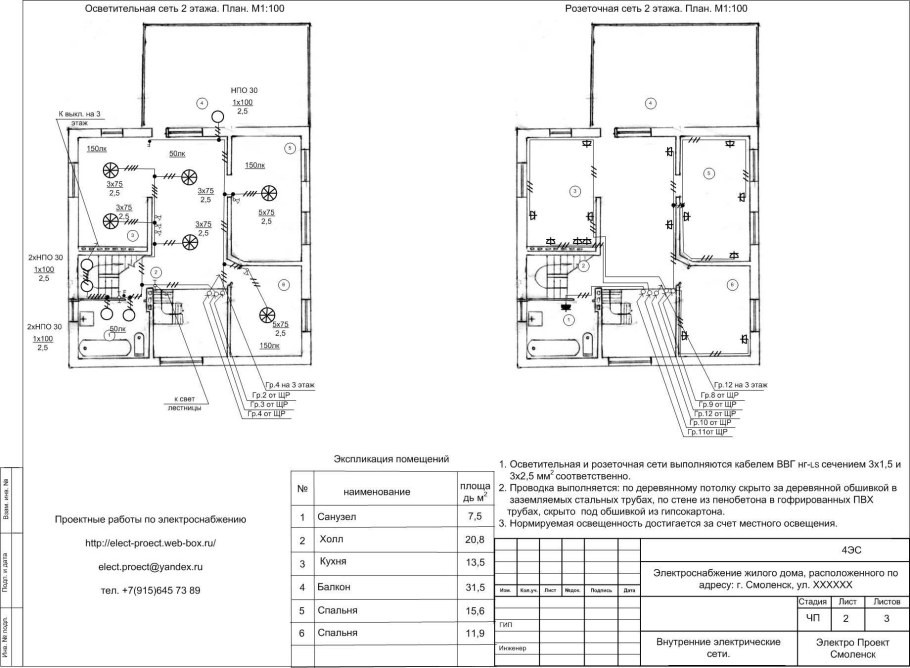 Электрическая схема электрооборудования помещения