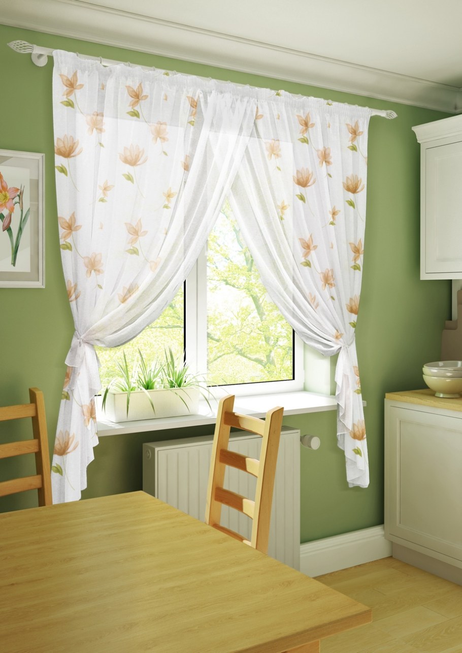 Шторы на кухню до подоконника