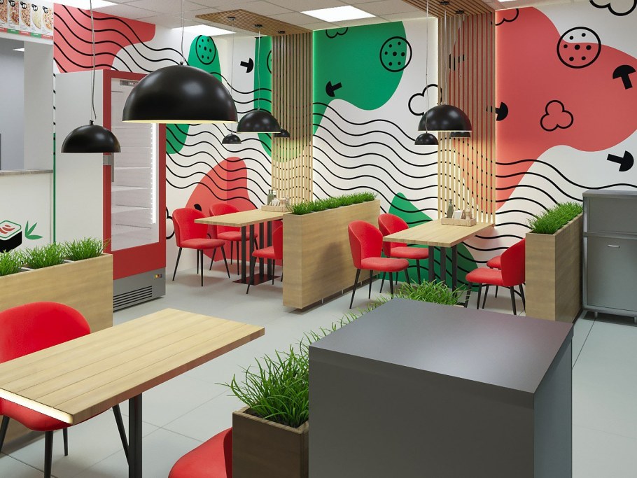 Интерьер детского кафе в современном стиле