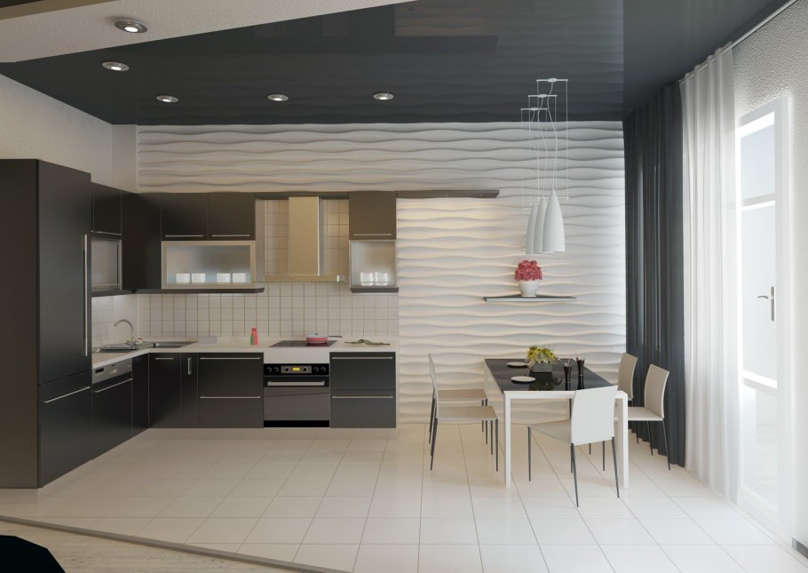 Кухня в современном стиле в потолок