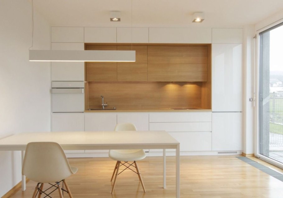 Кухня двухуровневая в современном стиле