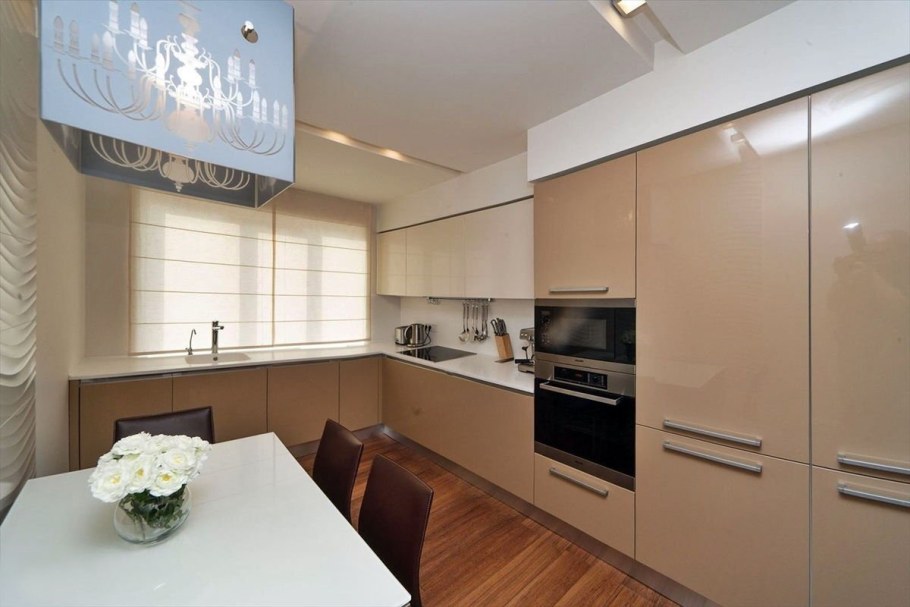 Бежевая кухня в стиле Минимализм