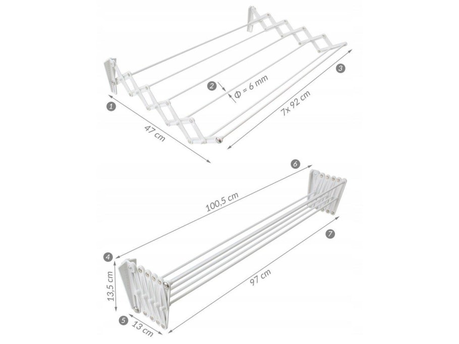 Телескопическая сушилка для белья настенная 80 см