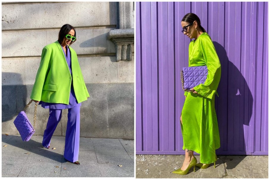 Сочетание цветов лаймовый и фиолетовый