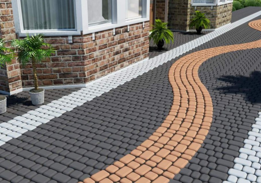 Мощение тротуарной плиткой старый город