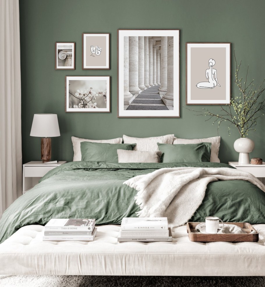 Альня в оливковым тонах