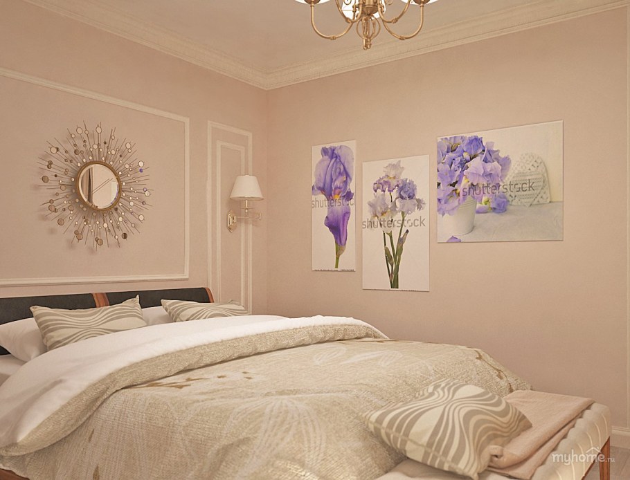 Картины в спальню нежные тона