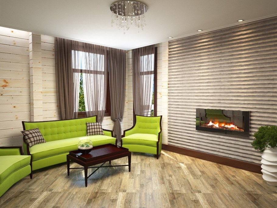 Амбарная стена в интерьере