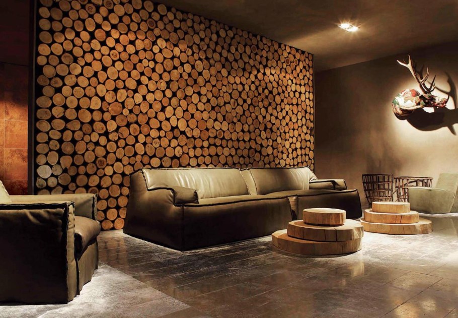 Деревянные стены в интерьере дома