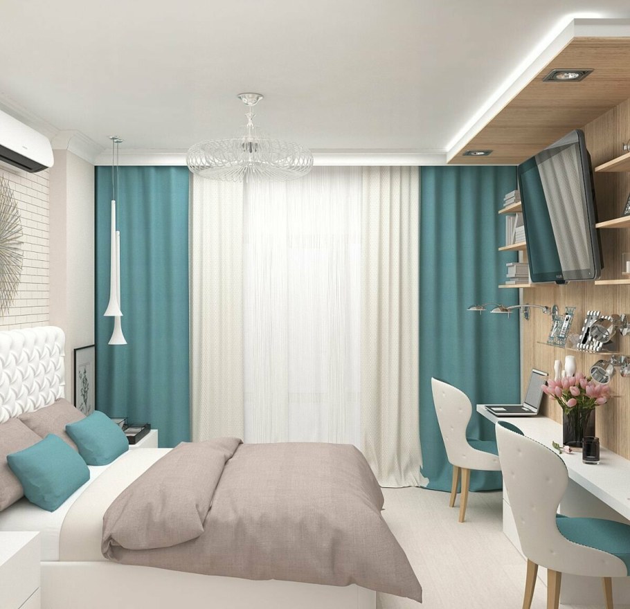 Спальня в бирюзов тонах