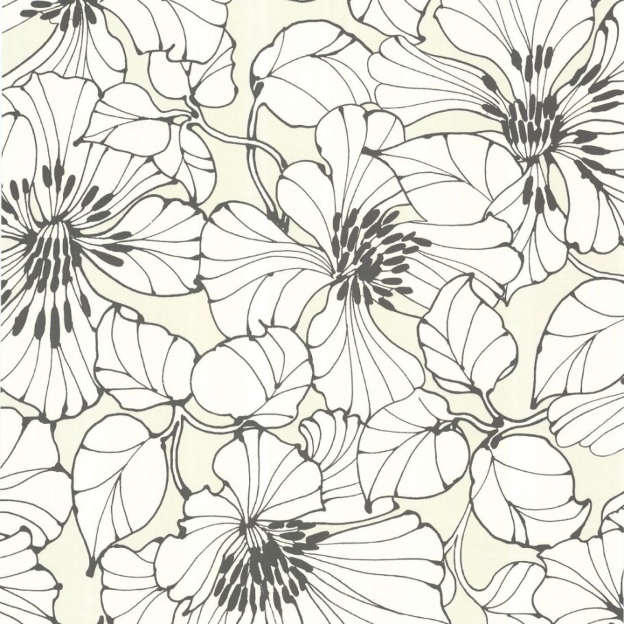 Цветочный орнамент черно белый