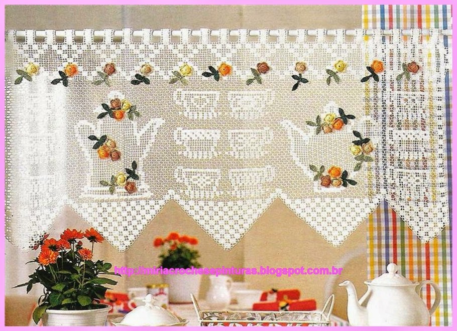 Вязаные занавески крючком