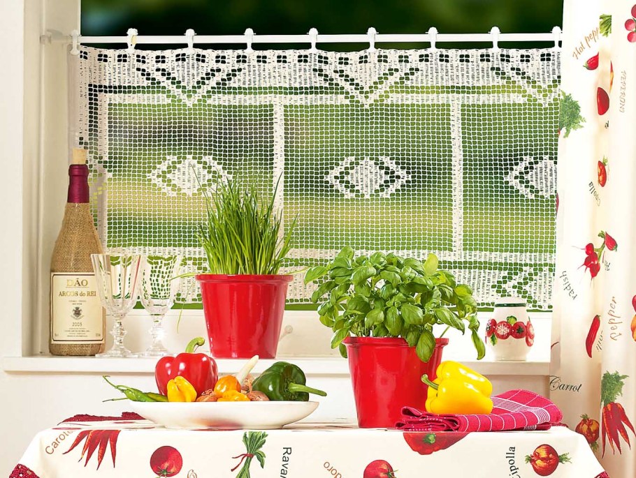 Занавески крючком для кухни