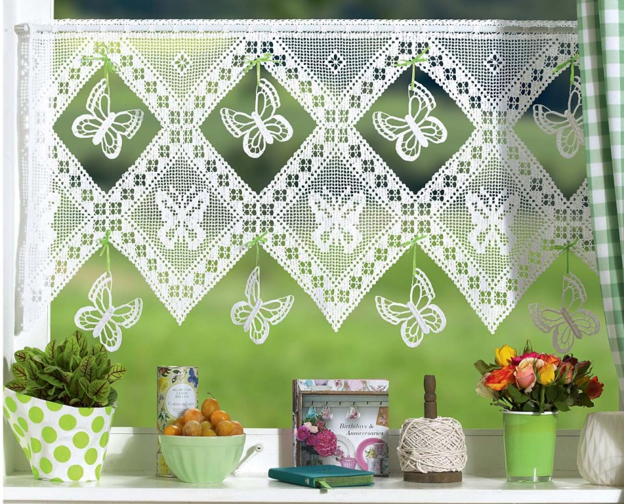 Шторы крючком для кухни