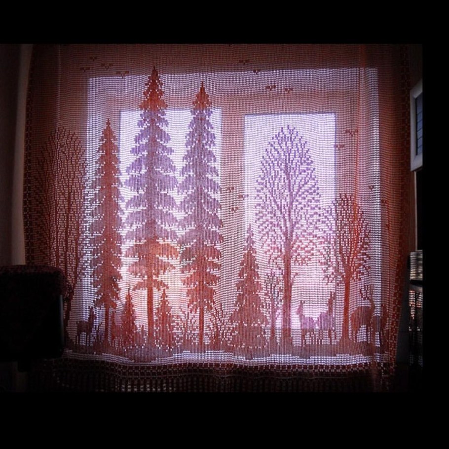 Вязаные шторы на кухню