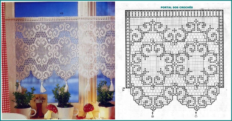 Вязаные шторы из мотивов