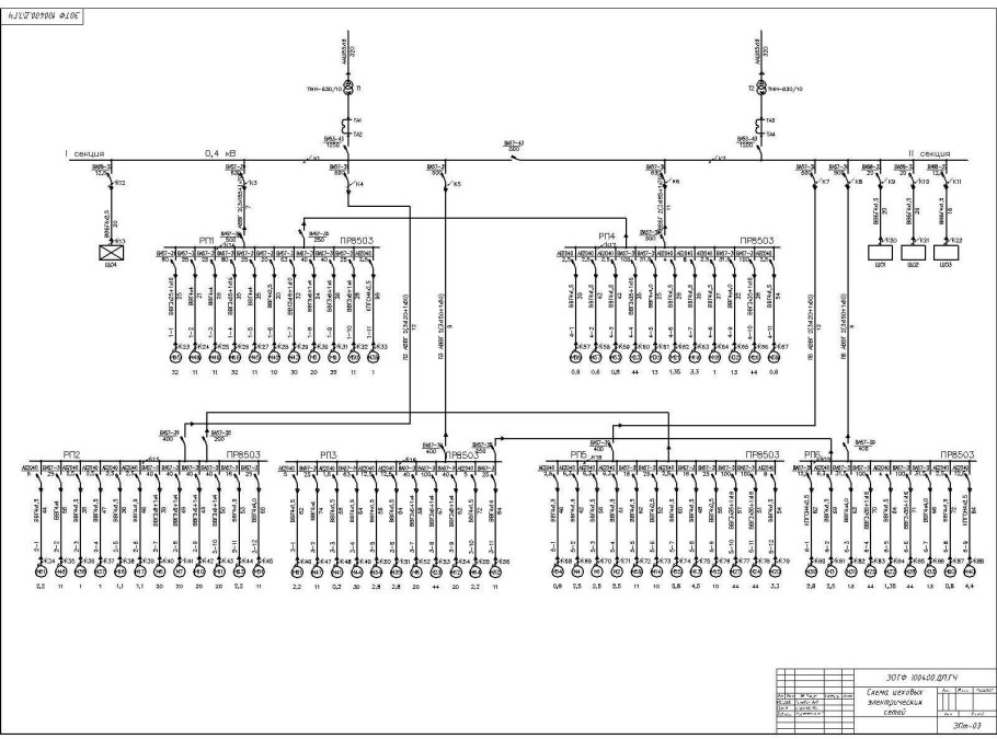 Однолинейная схема деревообрабатывающего цеха