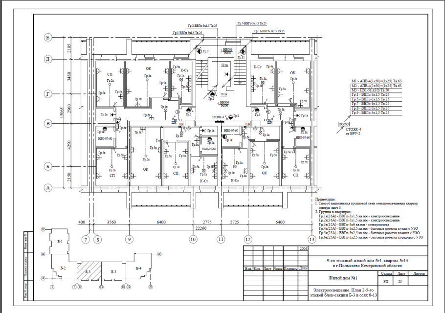 Принципиальная схема электроснабжения многоквартирного дома