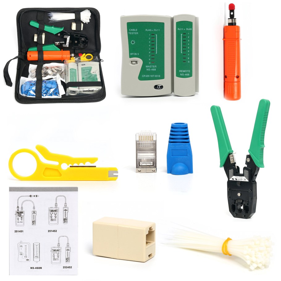 NUZAMAS Ethernet lan rj11 rj45 cat5 Cable Tester Network Analyzer wire crimping Crimper stripper Tool Kit
