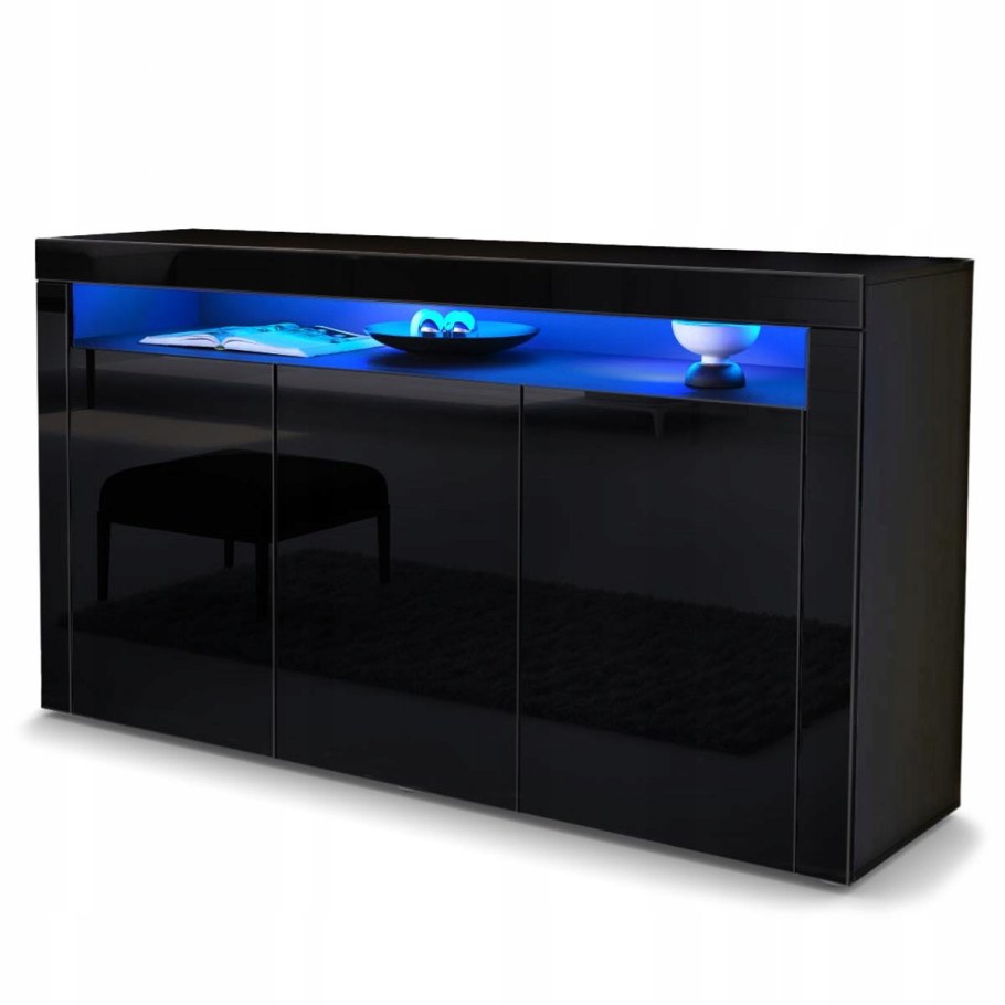 Черный глянцевый комод