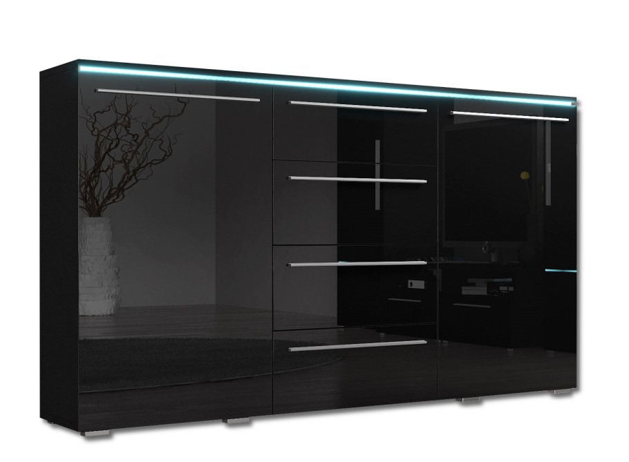 Черный глянцевый комод