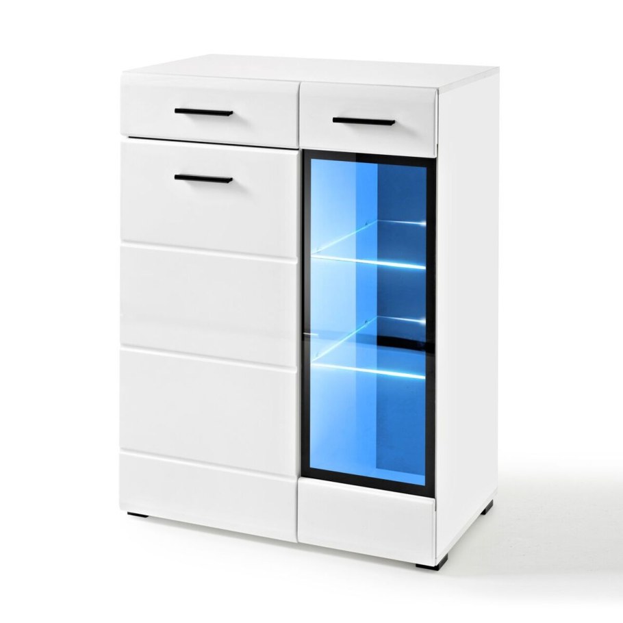 Комод Lauren gl, белый / белый глянец, МДФ