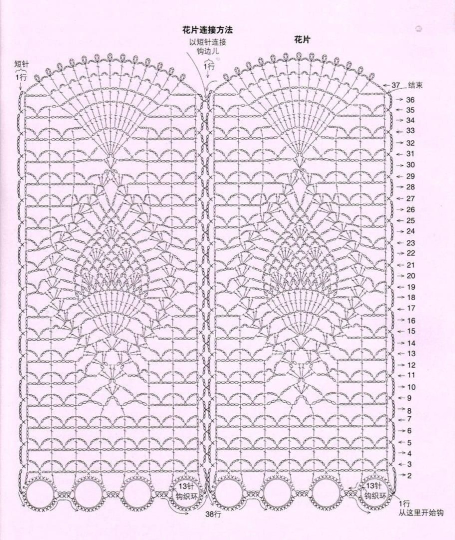 Ажурные узоры крючком для занавески