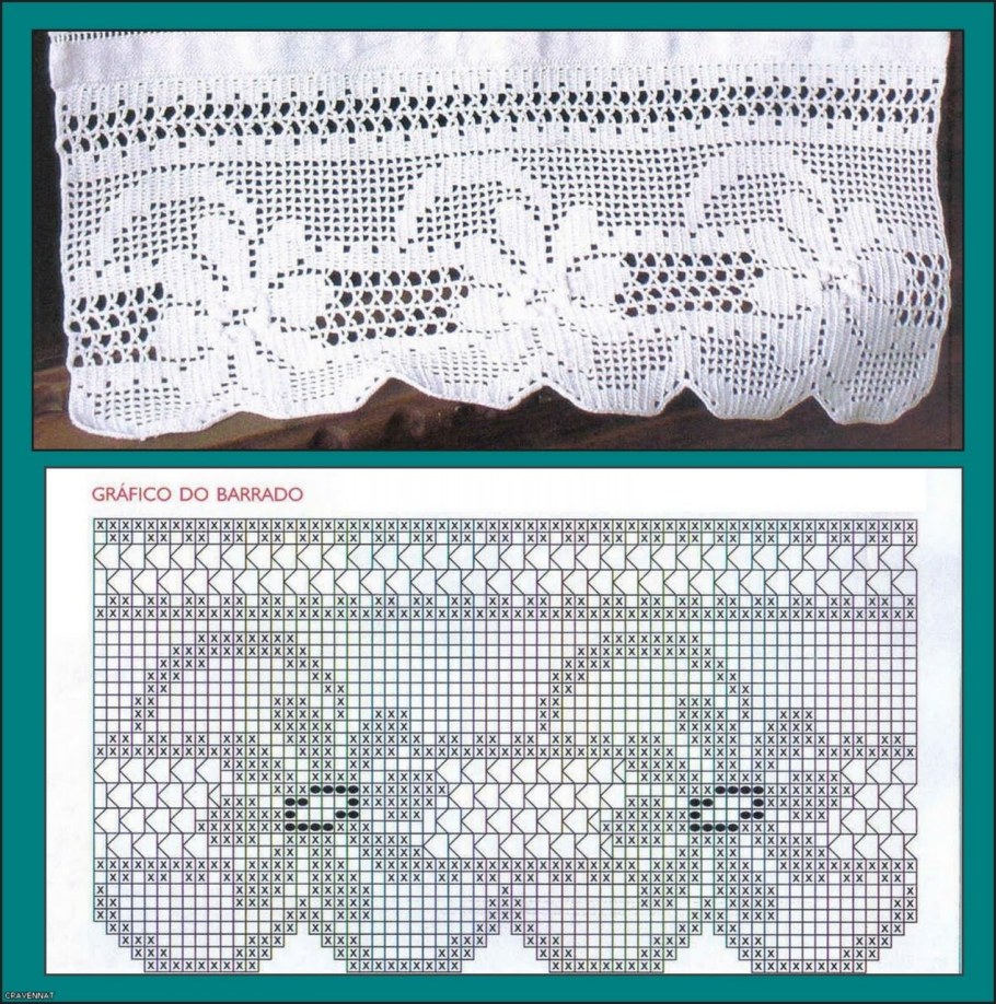 Филейное кружево крючком Подзор