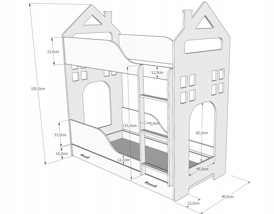 Двухъярусная кровать Легенда 25.1 белая