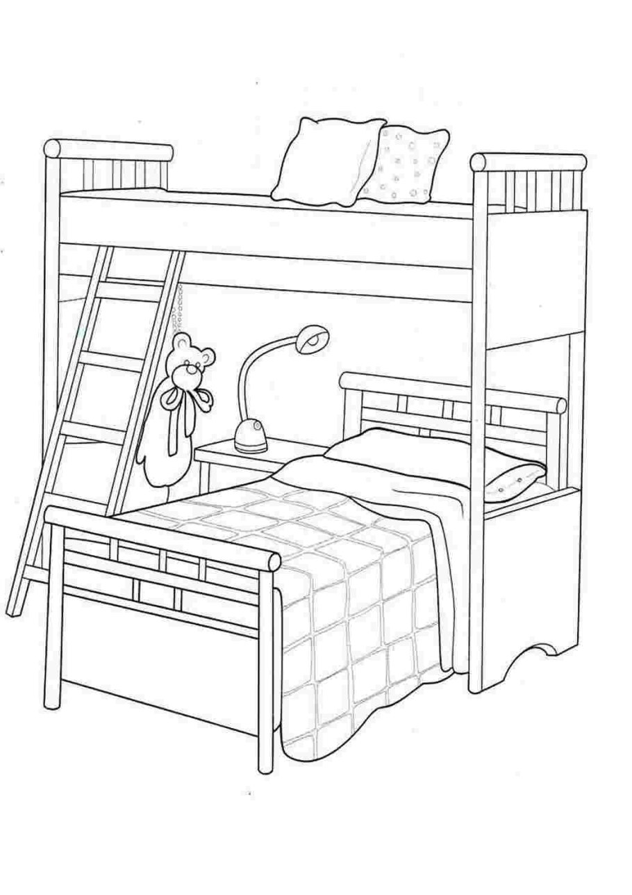 Кровать раскраска для детей