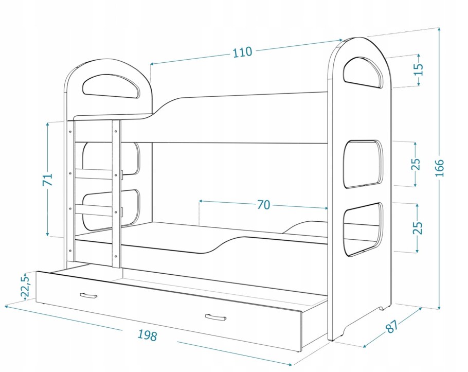 Двухъярусная кровать Артем домик 160x80