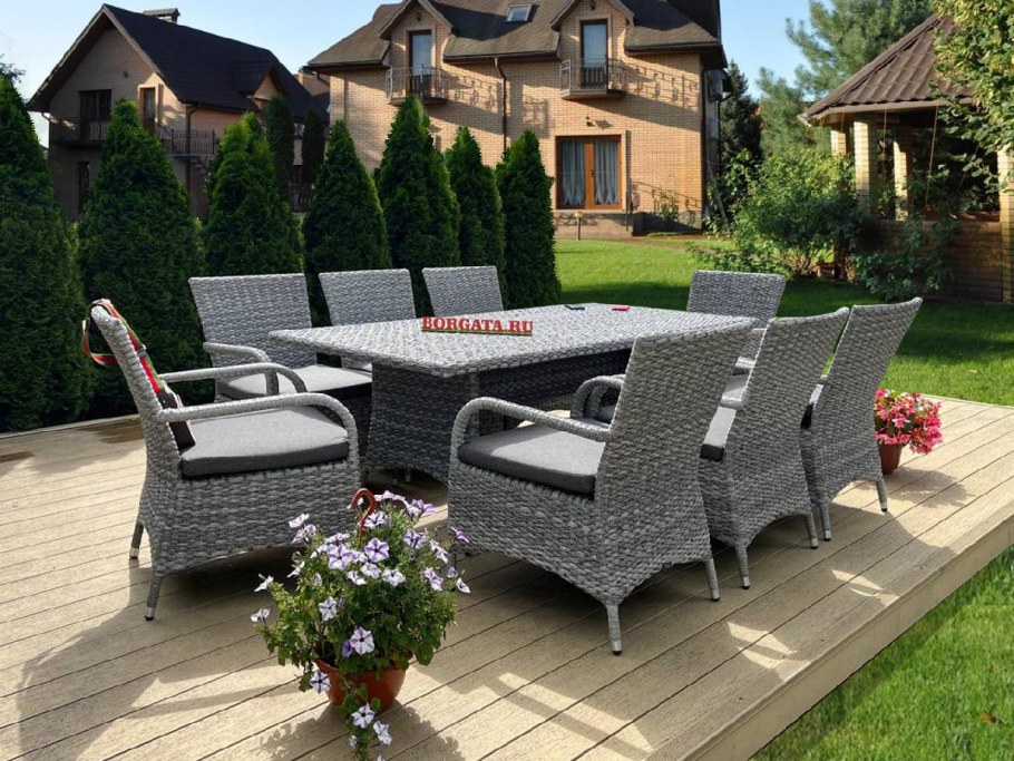 Купить обеденную группу из искусственного ротанга на 8 персон