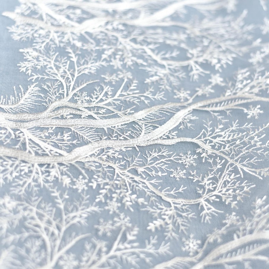 Ткань кружево со снежинками