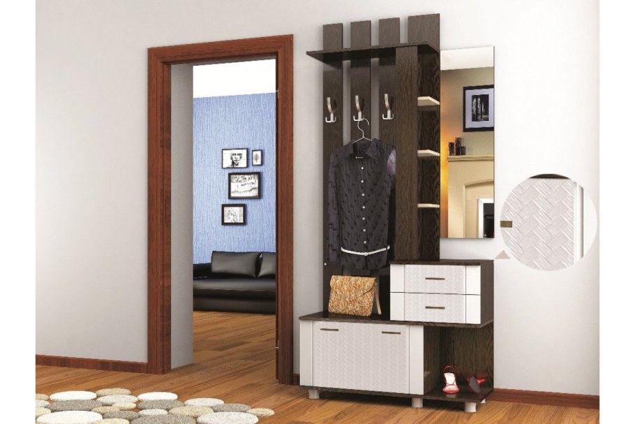 Прихожая "микс арт" Центральная секция, венге/ясень Анкор светлый