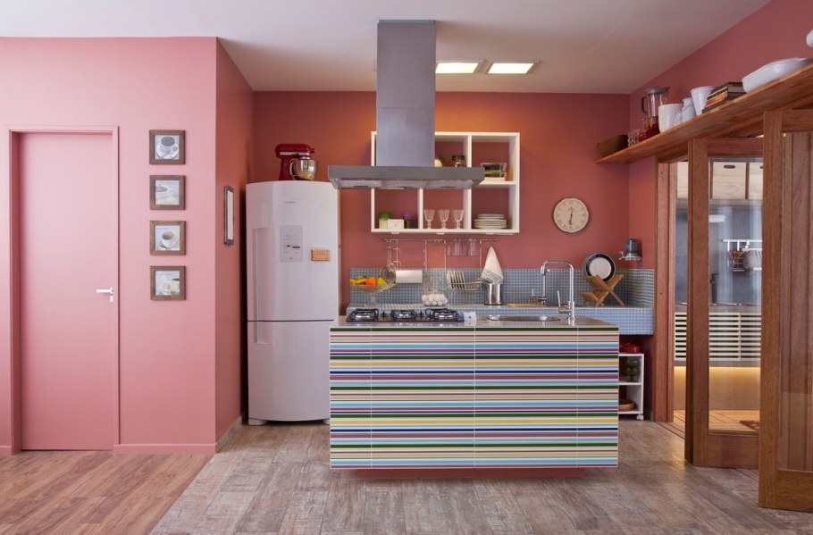 Оливковые стены на кухне