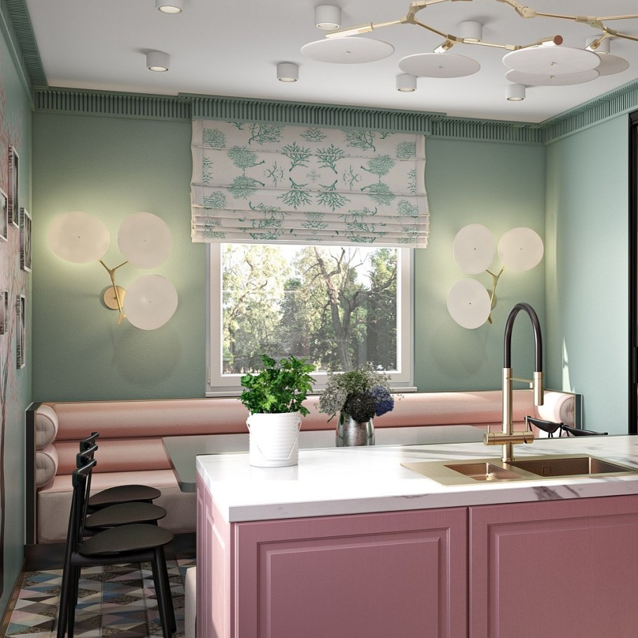 Кухня икеа КНОКСХУЛЬТ зеленая в интерьере