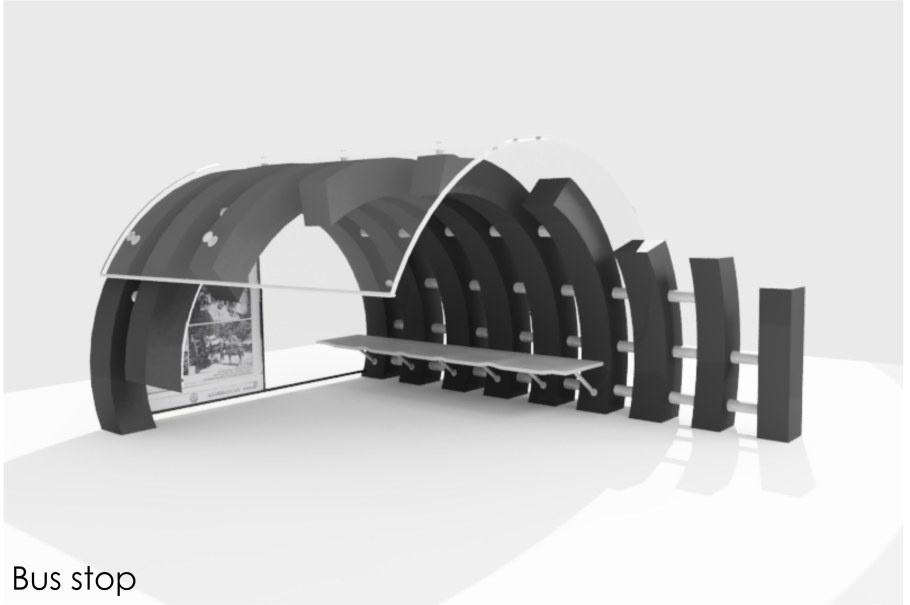 Автобусная остановка 3d