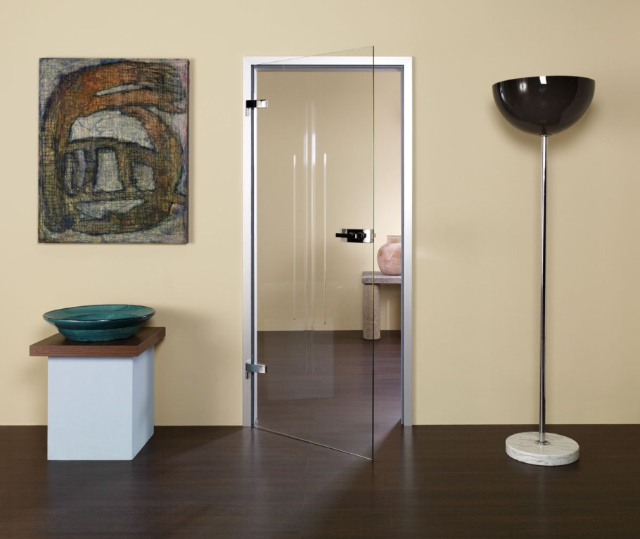 Цельностеклянные маятниковые двери