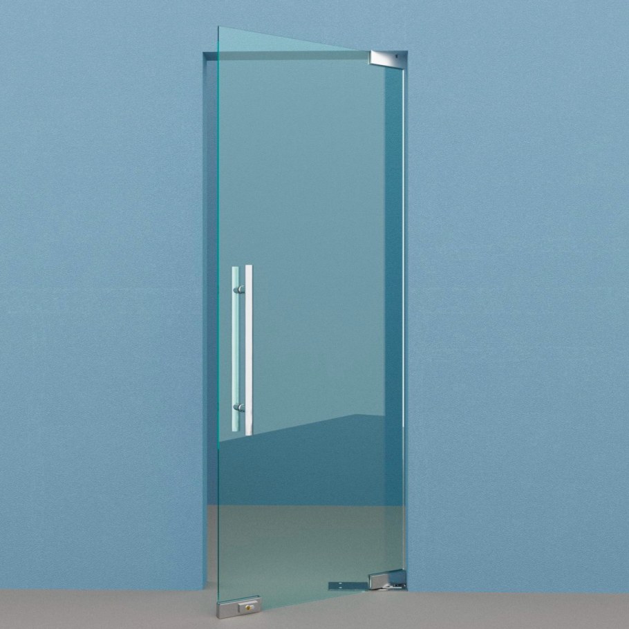 Цельностеклянная маятниковая дверь в проем