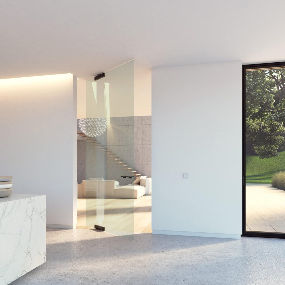 Дверь пивот стеклянная