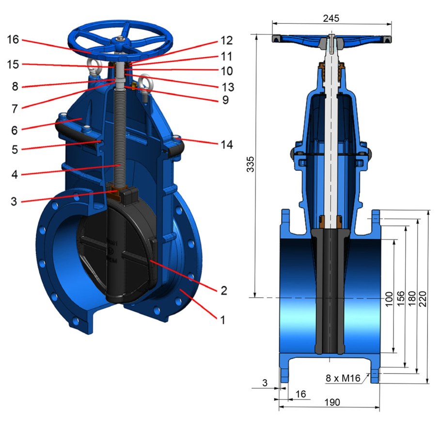 VAG задвижка фланцевая Ду 100