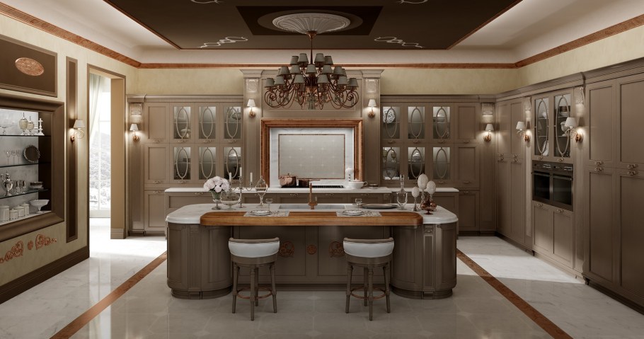 Кухня арт деко цвета капучино