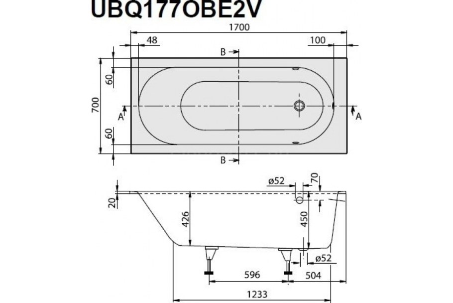 Квариловая ванна Villeroy&Boch Oberon 170x75