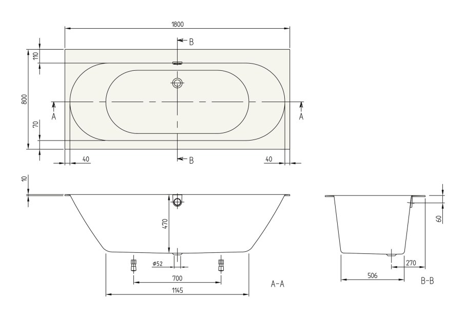 Ванна Villeroy & Boch Oberon 2.0 180x80 ubq180obr2dv-01 кварил