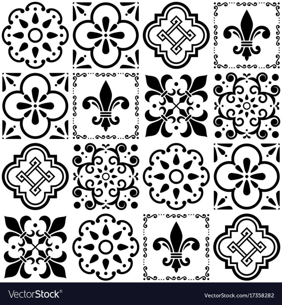 Плитка с черно белым орнаментом