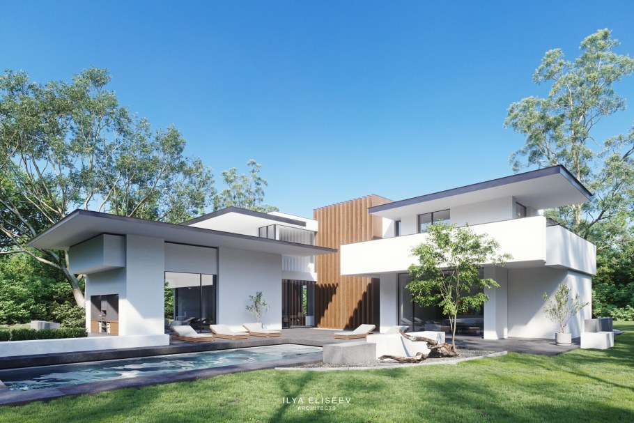 Особняк с плоской крышей