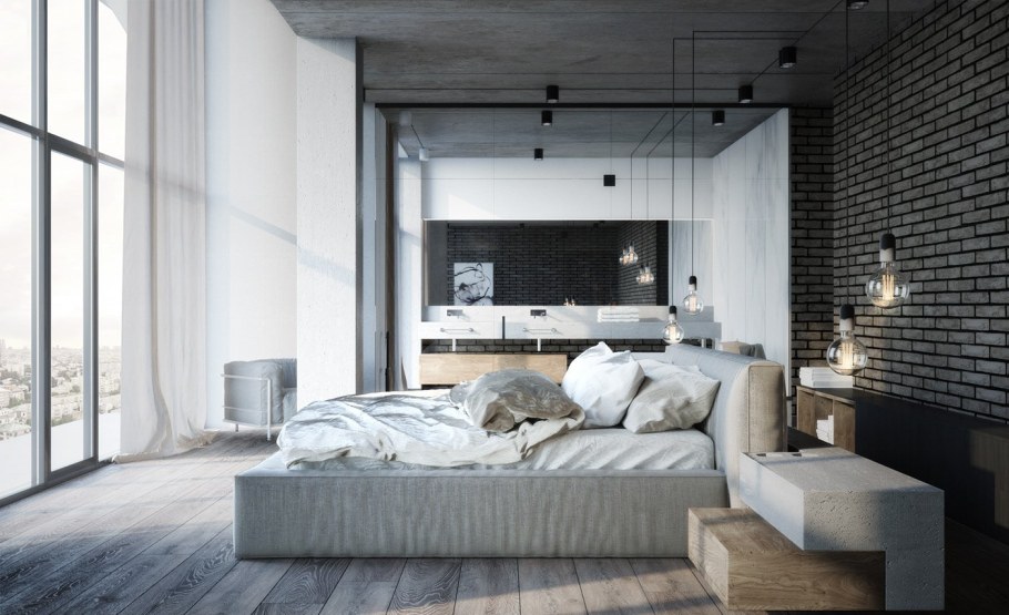 Спальня лофт панорамный